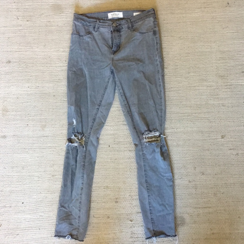 Gray Pacsun jeans with ripped knees